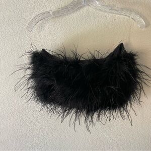 Black Feathered Bandeau Top